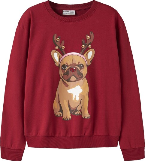 Name it - Collegegenser Nkfvrasab Ls Nreg Sweat Bru - Rød