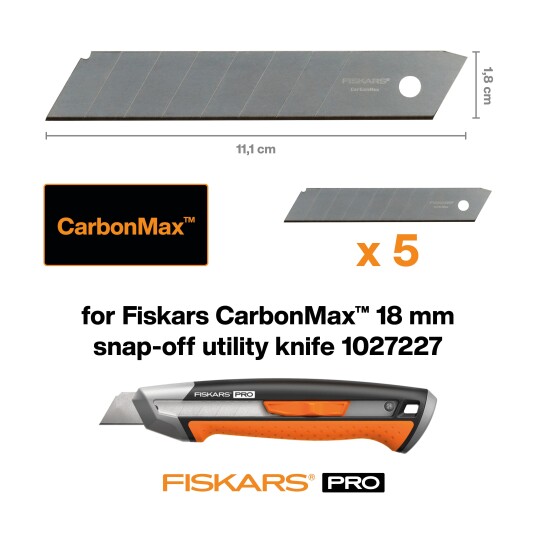 Fiskars Carbonmax Blade T/Universalkniv Knæk-Blade 18Mm 5 Stk.