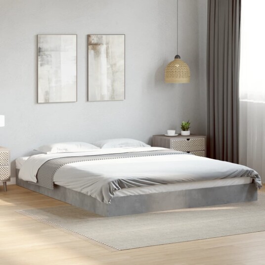  Sengeramme betonggrå 160x200 cm konstruert tre 8721102598715