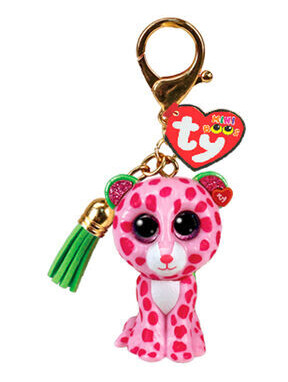 Nøkkelring TY Glamour leopard rosa 6cm
