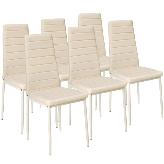 tectake 6 spisestuestoler Kunstlær - beige