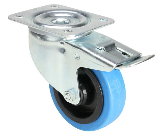 Tente 37034 Swivel Castor 100 Mm With Blå Wheel And Brake