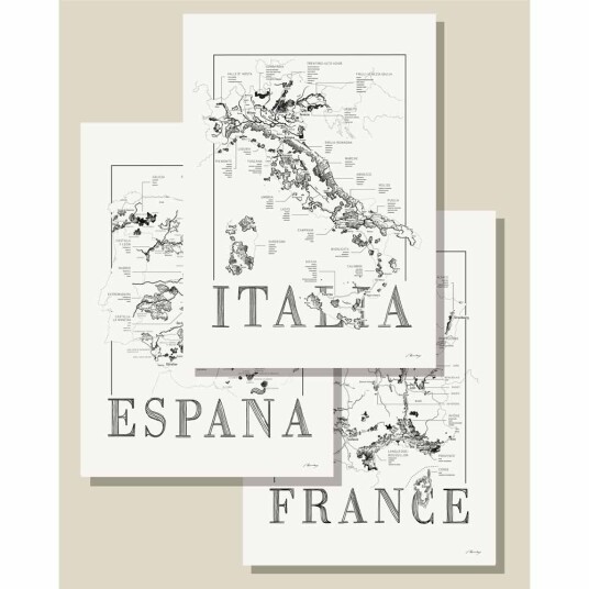 Brushery 3 stk. vinplakater Old World Wine 50x70cm