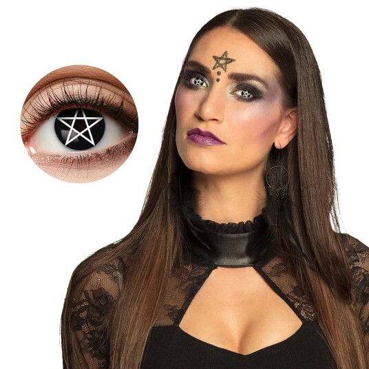 Boland Ukeslinser Pentagram Sorte med Hvit Pentagram