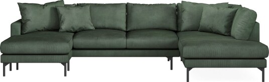 Menard 4 seters Høyrevendt Stor U formet Dyp Sofa med Divan og Sjeselong i Manchester Grønn
