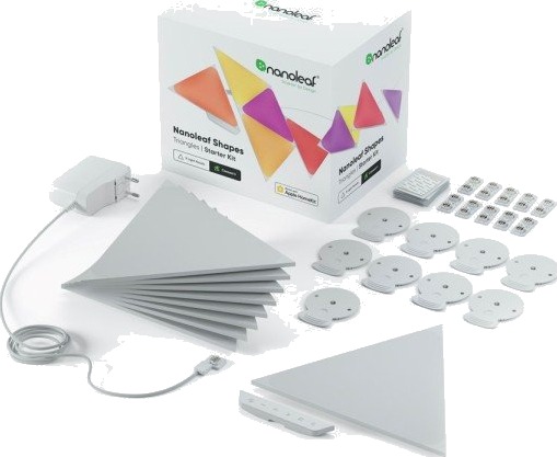 Nanoleaf Shapes Smarter Kit - Trådløst lyssett - LED x 9 - 1.7 W - 16 millioner farger - 1200-6500 K - trekant Nanoleaf Shapes Smarter Kit - Trådløst lyssett - LED x 9 - 1.7 W - 16 millioner farger - 1200-6500 K - trekant