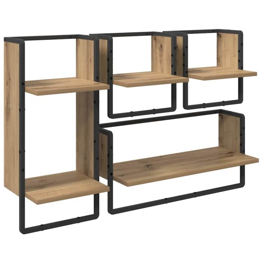 Vegghyllesett 4 pcs Artisan Eik 65 x 25 x 30 cm Konstruert tre