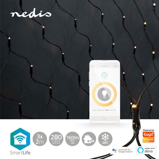 Nedis SmartLife Wifi Varmhvite Nettlys 3 x 2 meter