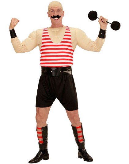 Strongman Sirkus Herrekostyme med Manualer Strl XL
