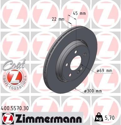 Bremseskive ZIMMERMANN 400.5570.30