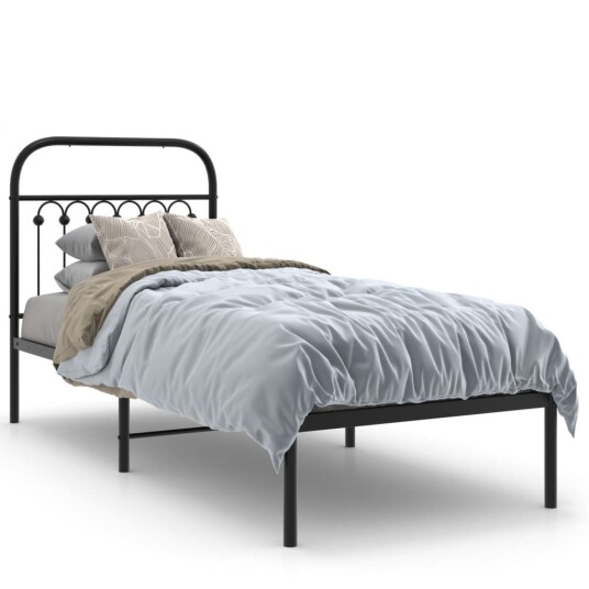 Sengeramme i metall med hodegavl svart 75x190 cm 8721102644795