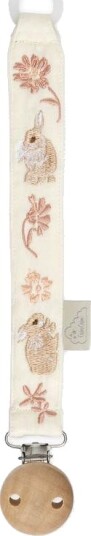Cam Cam Copenhagen Embroidered Pacifier Holder Gots Cream One Size