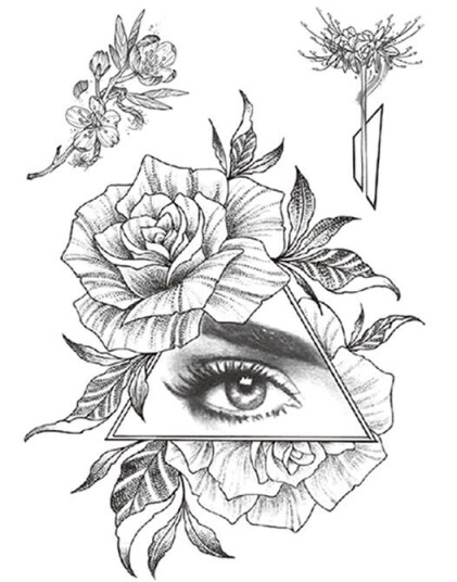 Eye & Flowers 3 stk Tatoveringer Fake Tattoo