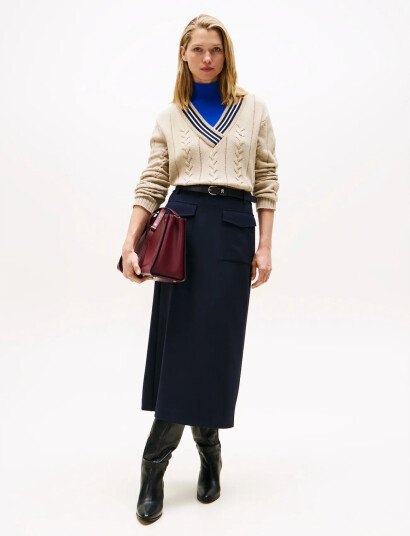 Tommy Hilfiger Punto Tailored Midi Skirt - Navy - 34