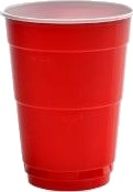 Plastglas 40 Cl Ø95x121 Mm Ps Rød Party Med Hvid Inderside,16 Ps X 50 Stk/Krt