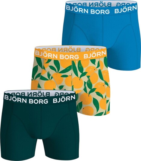Björn Borg Boxershorts   3 pack   Blå/Gul/Svart/Grønn/AOP   Björn Borg   7 8 år (122 128)   Boxershorts Armygrønn Lyseblå Oransje