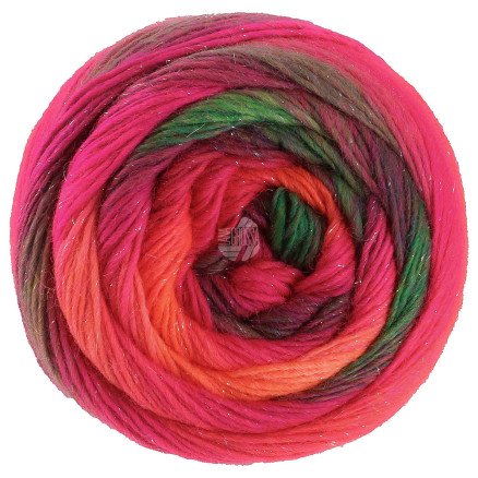 Lana Grossa Meilenweit 100 Color Mix Sparks Garn 7613 Gråbrunt/Mørkerødt/Rødt/Mørkerødt/Fuchsia
