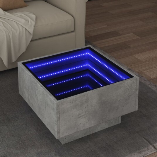  Salongbord med LED betonggrå 50x50x30 cm konstruert tre 847507