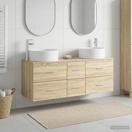 vidaXL Baderomsinnredningssett 3 stk. Sonoma eik 49,5 x 44,5 x 65,5 cm vidaXL Baderomsinnredningssett 3 stk. Sonoma eik 49,5 x 44,5 x 65,5 cm