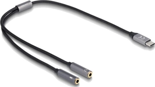 Delock Usb C Til Hodetelefons Jakkadapter 24 Pin Usb C Hann Til 3,5 Mm Telefonjakk Hunn 40 Cm Antrasitt/Svart