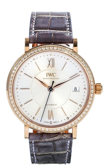 IWC Dameklokke IW458107 Portofino Sølvfarget/Lær Ø37 mm