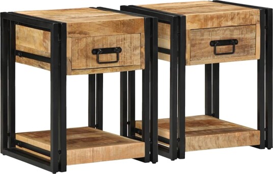 vidaXL Nattbord 2 stk 40x40x50 cm heltre mango