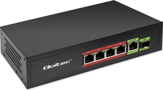 Qoltec 52296 Switch 5×1Gb PoE 1×SFP 65 W Fast Ethernet Qoltec 52296 Switch 5×1Gb PoE 1×SFP 65 W Fast Ethernet