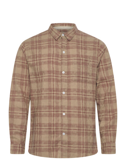 Anerkjendt Akleif Cot/Lin Check Shirt   Brown   XL
