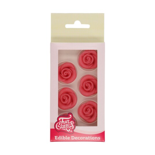 Spiselig Kakepynt Rosa Marsipanroser Pk/6