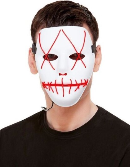 The Purge Hvit Maske med Rødt LED Lys