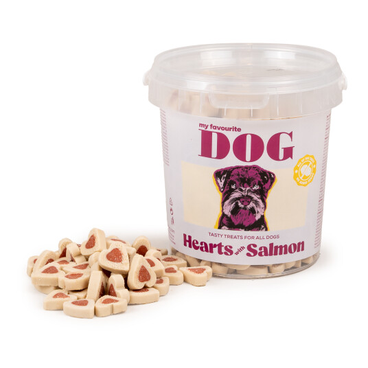 Hjerter med laks 500g - Belønningsgodbiter til hunder fra My Favourite Dog Hjerter med laks 500g - Belønningsgodbiter til hunder fra My Favourite Dog