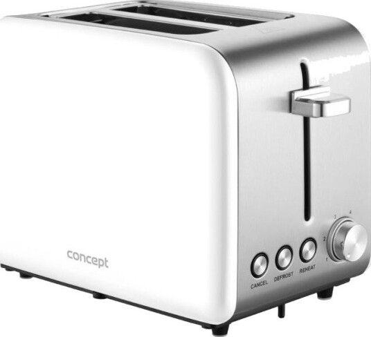 Concept TE2051 Brødrister - 950W, 6 risteinnstillinger, automatisk sentrering - Hvit