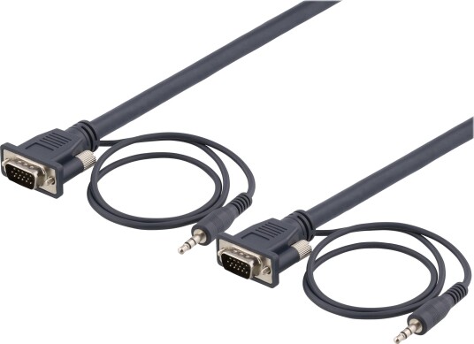 Deltaco VGA-kabel 1m med 3,5mm lyd - 1920x1200 svart Deltaco VGA-kabel 1m med 3,5mm lyd - 1920x1200 svart