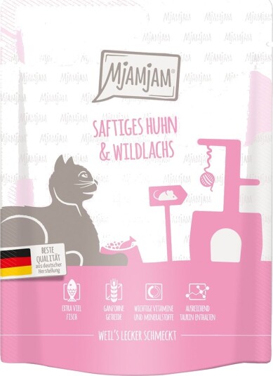 Mjamjam Quetschie Våtfôr Kylling & Villaks 24x300g
