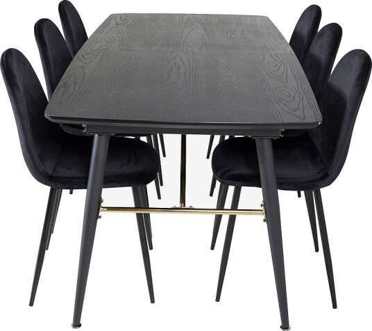 Venture Home   Spisegruppe Gärdet inkl. 6 stk spisestoler Penally   Svart