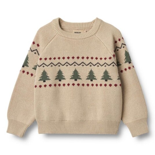 Wheat Warm Sand Jacquard Pullover Balou 8 år/128