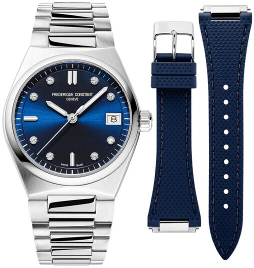 Frederique Constant Dameklokke FC 240ND2NH26B Highlife Blå/Gummi Frederique Constant Dameklokke FC 240ND2NH26B Highlife Blå/Gummi