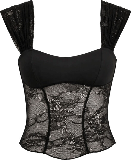 OW Collection Vilda Lace Top Black XS OW Collection Vilda Lace Top Black XS