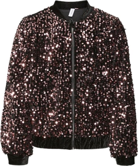 Vero Moda Girl Bella Sequin Bomber Jrs Girl Black Rosegold Sequi (128 / 8 år)