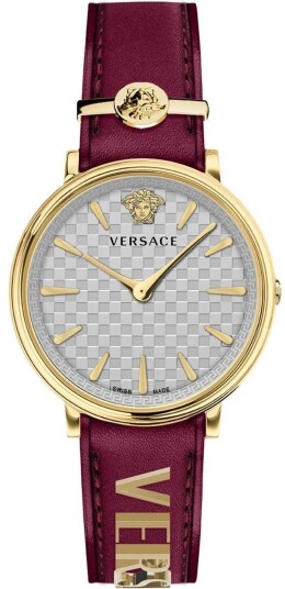 Versace Dameklokke VE8104322 V Circle Sølvfarget/Lær Ø38 mm