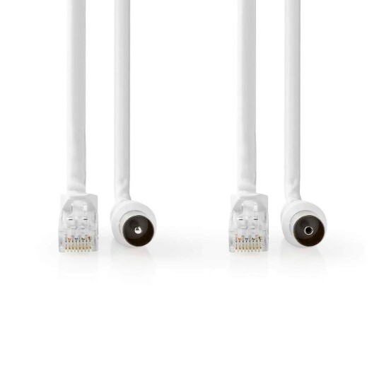 Nedis Coax Og CAT6 Combi Cable IEC coax Han / RJ45 Hun Nikkel Belagt RG58 75 Ohm Dobbelt Skjer