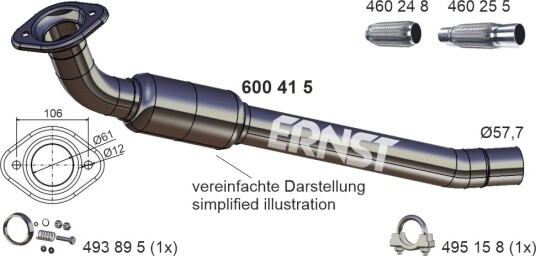 Eksosrør ERNST 600415 Eksosrør ERNST 600415