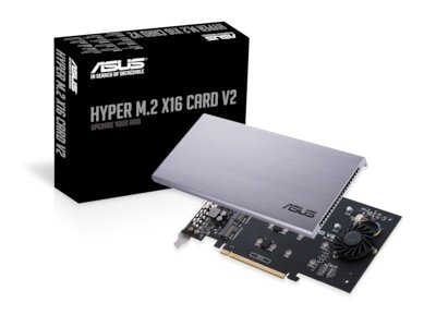 ASUS Hyper M.2 X16 Card V2 PCIe 3.0 x16 Grensesnittadapter for M.2 Harddisk ASUS Hyper M.2 X16 Card V2 PCIe 3.0 x16 Grensesnittadapter for M.2 Harddisk