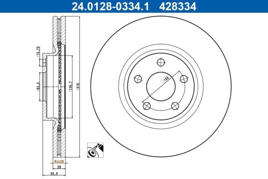 Bremseskive ATE 24.0128-0334.1