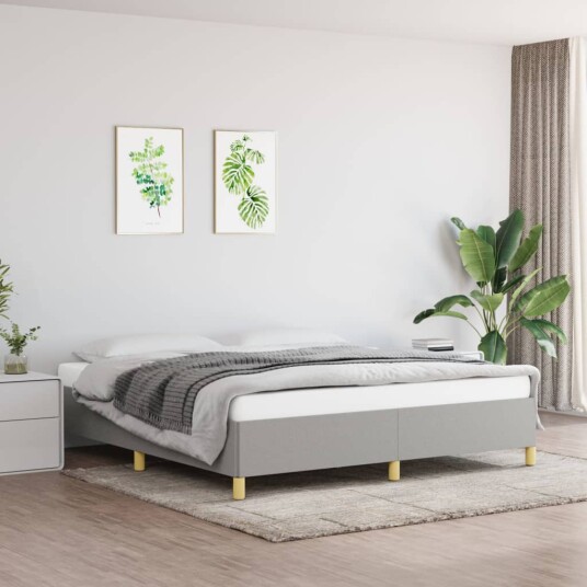vidaXL Sengeramme uten madrass lysegrå 180x200cm Super King stoff