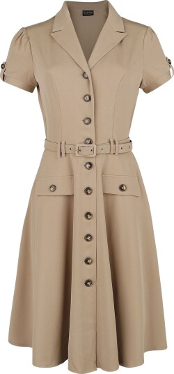Voodoo Vixen Rockabilly Middellang kjole Ida Safari Flare Dress XS til 4XL Damer brun