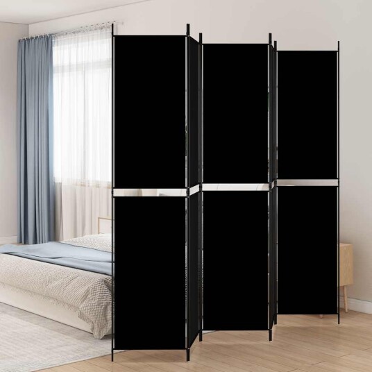 vidaXL Romdeler 5 paneler svart 250x220 cm stoff