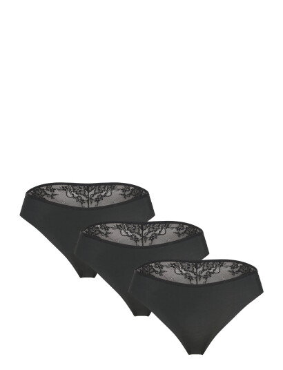 Hunkemöller 3 Pack Invisible Brasilian Lace Back   Black   XS