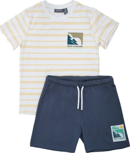 Color Kids Shorts Sett   Golden Haze   Color Kids   8 år 128   Shorts Blå Gul Hvit