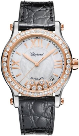 Chopard Dameklokke 278559 6006 Happy Sport Hvit/Lær Ø36 mm